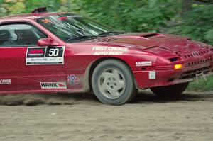 Al Dantes, Jr. / Brandon Snyder Mazda RX-7 Turbo at a sharp left on SS6, Steamboat II.