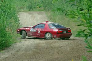 Al Dantes, Jr. / Brandon Snyder Mazda RX-7 Turbo slide to a stop on SS6, Steamboat II.