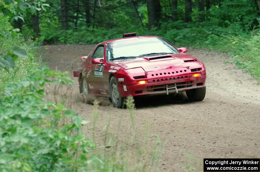 Al Dantes, Jr. / Brandon Snyder Mazda RX-7 Turbo at a sharp left on SS6, Steamboat II.