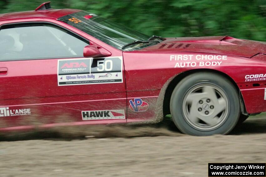 Al Dantes, Jr. / Brandon Snyder Mazda RX-7 Turbo at a sharp left on SS6, Steamboat II.