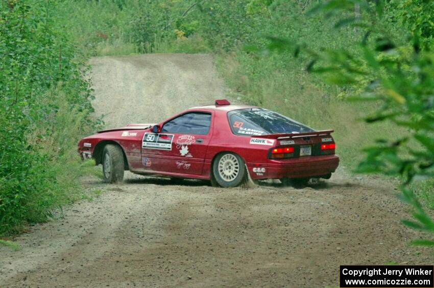 Al Dantes, Jr. / Brandon Snyder Mazda RX-7 Turbo slide to a stop on SS6, Steamboat II.