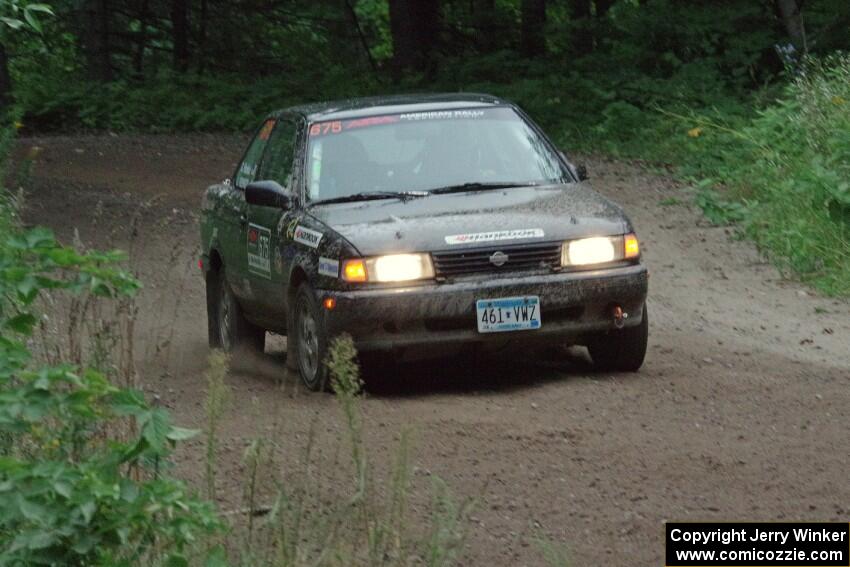 Jerry Rengo / Greg Hanka Nissan Sentra SE-R at a sharp left on SS6, Steamboat II.