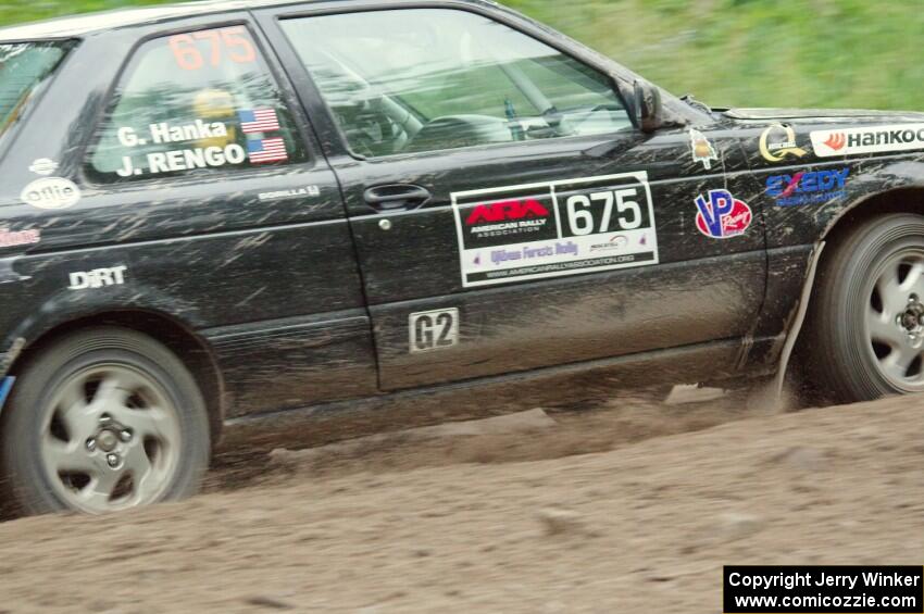 Jerry Rengo / Greg Hanka Nissan Sentra SE-R at a sharp left on SS6, Steamboat II.