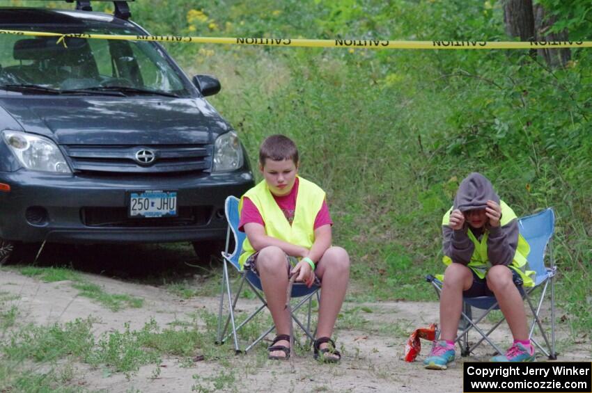 Bored marshals on SS6 (Steamboat II) waiting for the stage to be cleared.