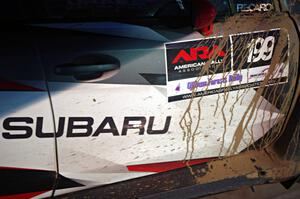 Dried mud on the Travis Pastrana / Robbie Durant Subaru WRX STi.