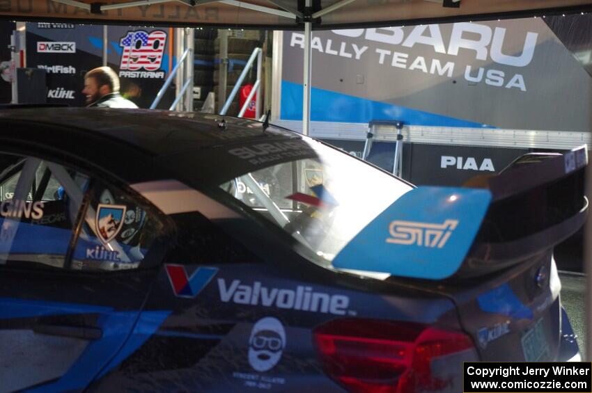 David Higgins / Craig Drew Subaru WRX STi gets prepped for day two of the event.