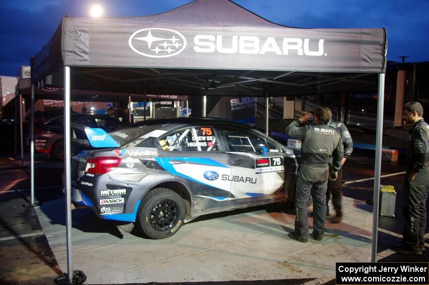 David Higgins / Craig Drew Subaru WRX STi gets prepped for day two of the event.