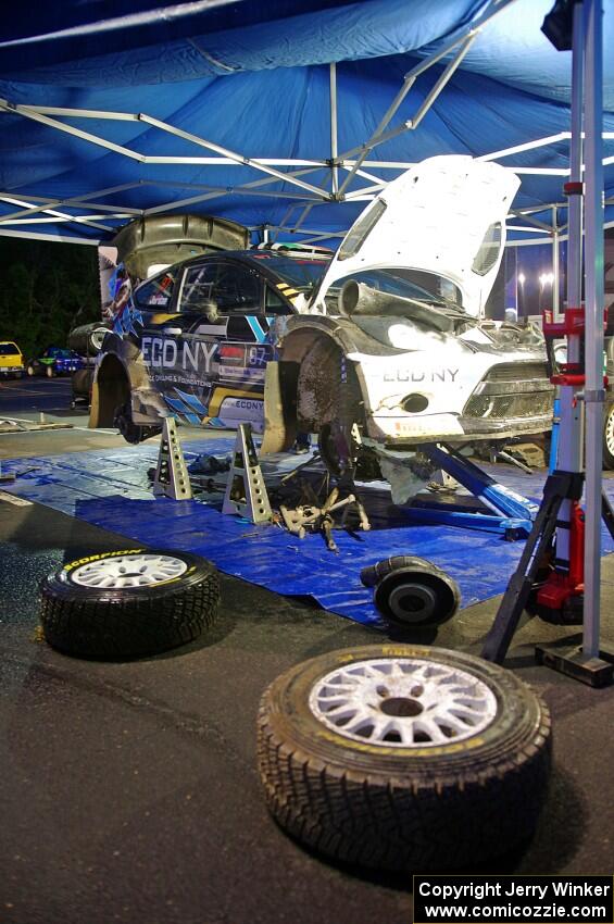 Barry McKenna / Leon Jordan Ford Fiesta gets prepped for day two of the event.