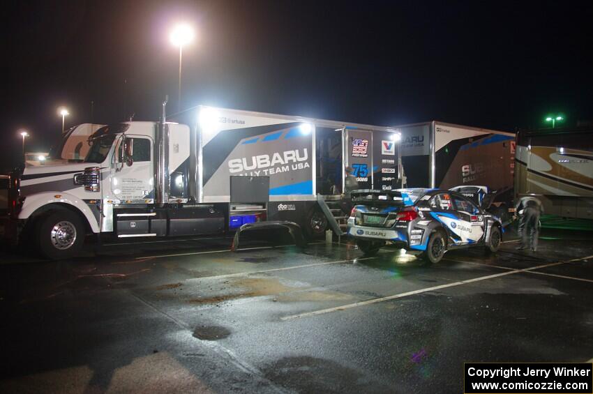 David Higgins / Craig Drew Subaru WRX STi gets washed and readied for day two.