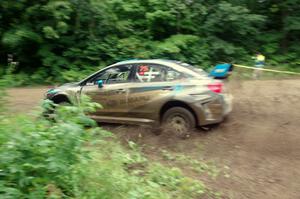 David Higgins / Craig Drew Subaru WRX STi comes through the VIP spectator corner on SS8, Perkins Road.