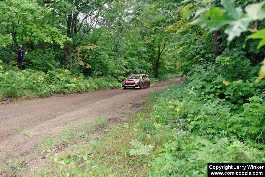 Jeff Seehorn / Karen Jankowski Subaru WRX STi comes into the VIP spectator corner on SS8, Perkins Road.