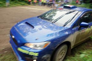 Nicholas Spencer / David Ma Subaru WRX STi comes through the VIP spectator corner on SS8, Perkins Road.