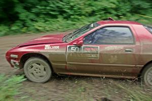 Al Dantes, Jr. / Brandon Snyder Mazda RX-7 Turbo comes through the VIP spectator corner on SS8, Perkins Road.