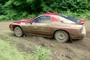 Al Dantes, Jr. / Brandon Snyder Mazda RX-7 Turbo comes through the VIP spectator corner on SS8, Perkins Road.