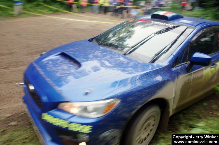 Nicholas Spencer / David Ma Subaru WRX STi comes through the VIP spectator corner on SS8, Perkins Road.