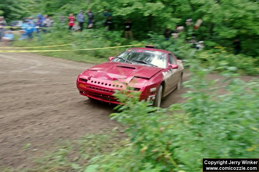 Al Dantes, Jr. / Brandon Snyder Mazda RX-7 Turbo comes through the VIP spectator corner on SS8, Perkins Road.