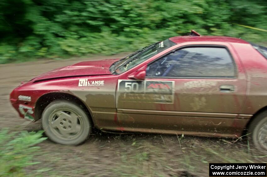 Al Dantes, Jr. / Brandon Snyder Mazda RX-7 Turbo comes through the VIP spectator corner on SS8, Perkins Road.