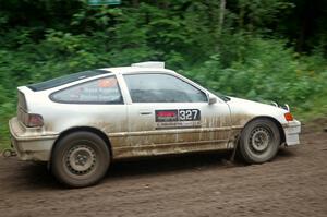 Ryan Raguse / Harlan Goerger Honda CRX comes through the VIP spectator corner on SS8, Perkins Road.