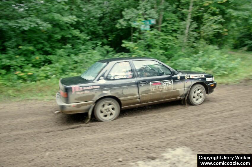 Jerry Rengo / Greg Hanka Nissan Sentra SE-R comes through the VIP spectator corner on SS8, Perkins Road.