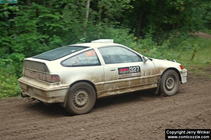 Ryan Raguse / Harlan Goerger Honda CRX comes through the VIP spectator corner on SS8, Perkins Road.