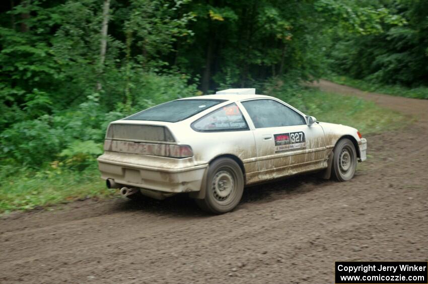 Ryan Raguse / Harlan Goerger Honda CRX comes through the VIP spectator corner on SS8, Perkins Road.