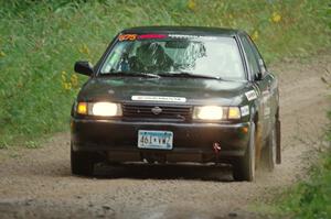 Jerry Rengo / Greg Hanka Nissan Sentra SE-R at speed on SS9, Sawmill Lake.