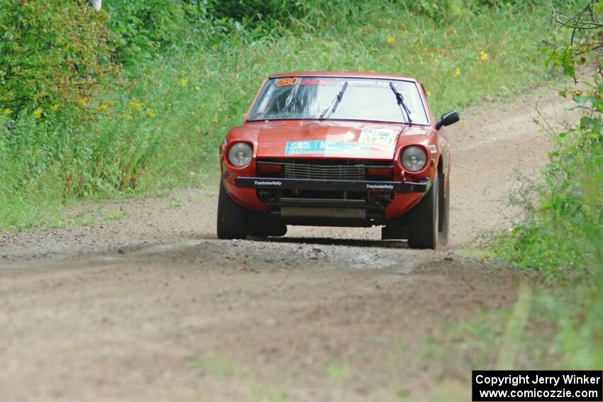 Greg Healey / Phil Barnes Datsun 280Z at speed on SS9, Sawmill Lake.