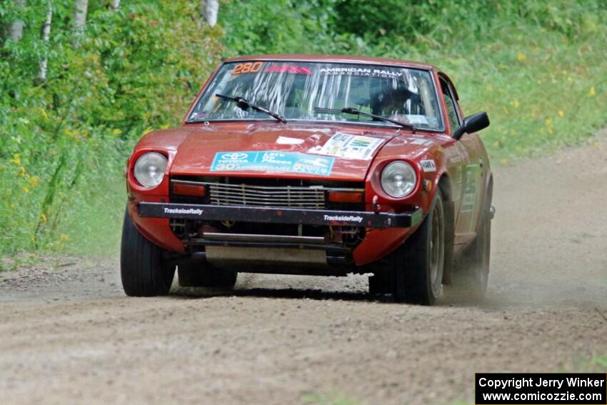 Greg Healey / Phil Barnes Datsun 280Z at speed on SS9, Sawmill Lake.