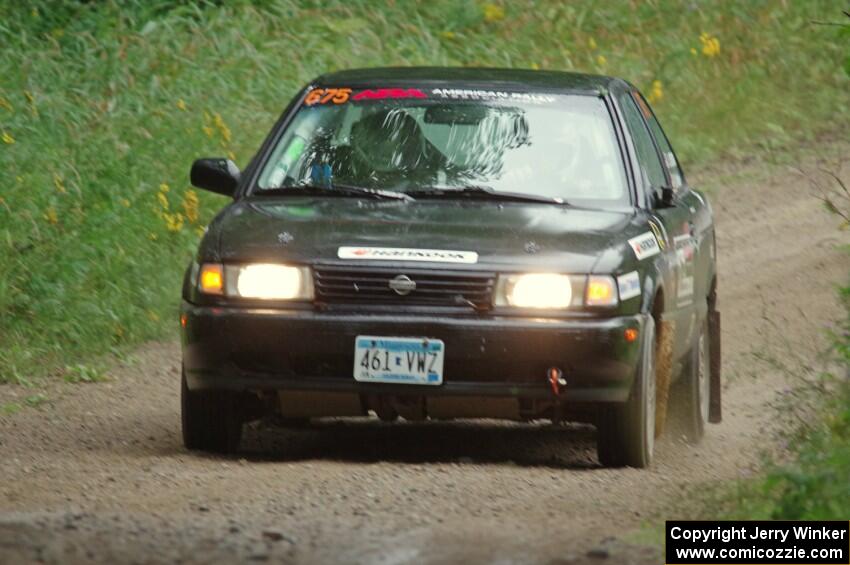 Jerry Rengo / Greg Hanka Nissan Sentra SE-R at speed on SS9, Sawmill Lake.