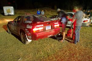 Al Dantes, Jr. / Brandon Snyder Mazda RX-7 Turbo is refueled before leaving Sidnaw service.