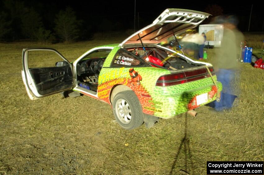 Eric Carlson / Camille Carlson Mitsubishi Eclipse is refueled before leaving Sidnaw service.