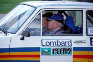 A classic Ford Escort Mk. II pulls into parc expose in L'Anse.