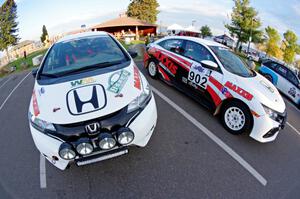 Daniel McCarron / Matthew Blake Honda Fit and James Robinson / John Sharps Honda Civic at parc expose in L'Anse.