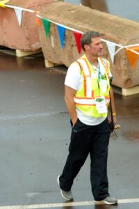 Dean Rushford checks over the stage.