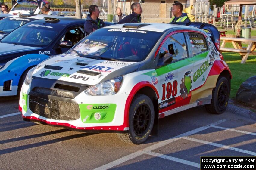 Arkadiusz Gruszka / Lukasz Wronski Mitsubishi Mirage RS at parc expose in L'Anse.