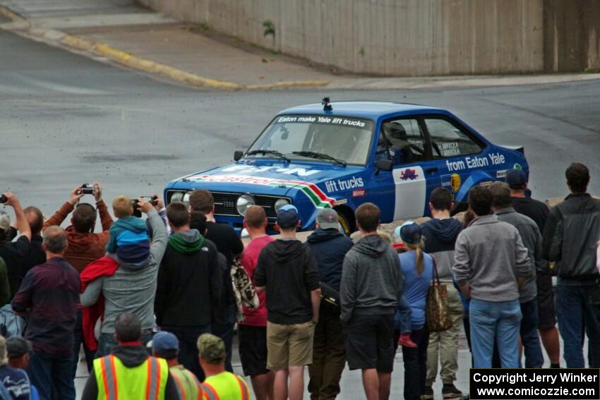 Hannu Mikkola does a run of the course in his classic Ford Escort Mk. II.