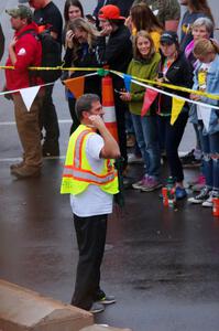 Dean Rushford does a last minute check over the start of the stage.