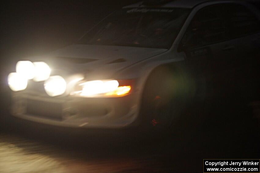 Joseph Burke / Karen Jankowski Mitsubishi Lancer Evo IX comes through the spectator point on SS4 (Far Point I).