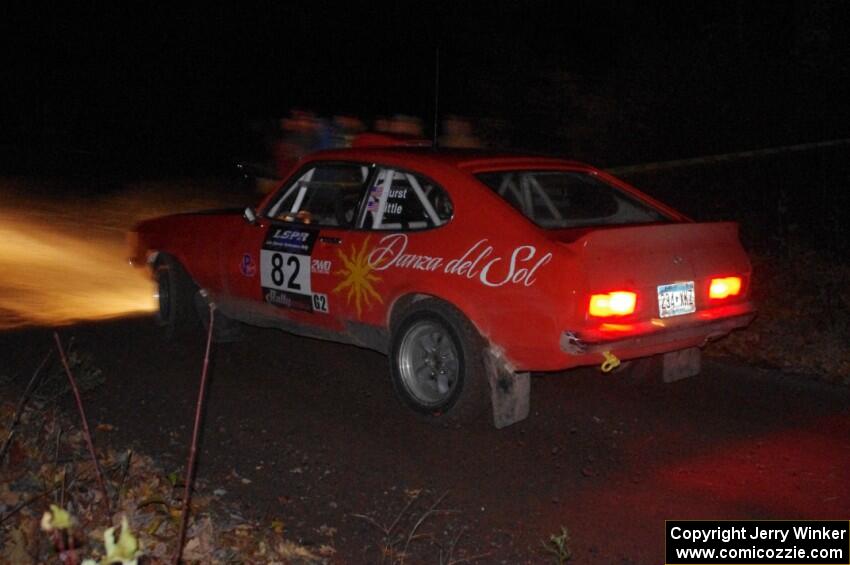 Mike Hurst / Susi Little Ford Capri comes through the spectator point on SS4 (Far Point I).
