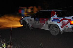 Jay Anderson / Soizic Guillot Toyota Celica GTS comes through the spectator point on SS4 (Far Point I).