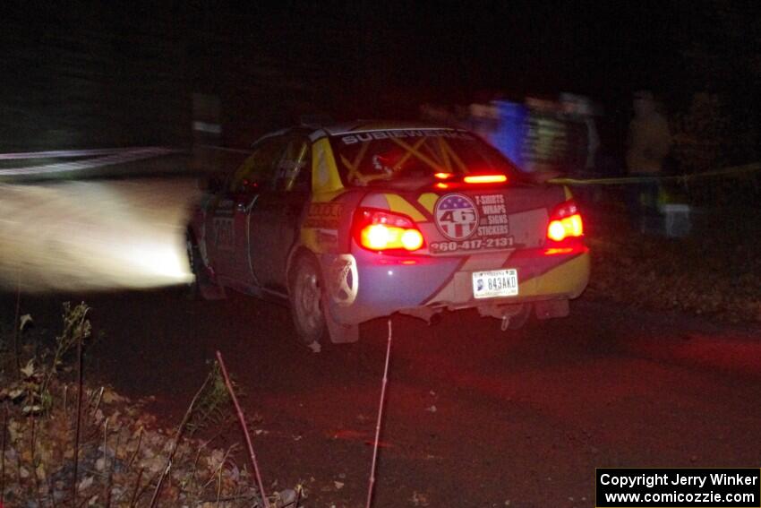 Brian Ballinger / Adam Becker Subaru WRX comes through the spectator point on SS4 (Far Point I).