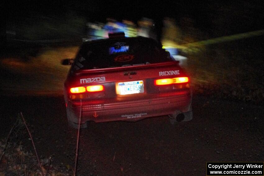 Al Dantes, Jr. / Brandon Snyder Mazda RX-7 Turbo comes through the spectator point on SS4 (Far Point I).