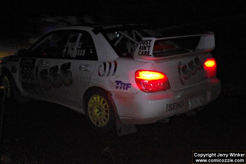 Caner Yildiz / Bryce Proseus Subaru Impreza comes through the spectator point on SS4 (Far Point I).