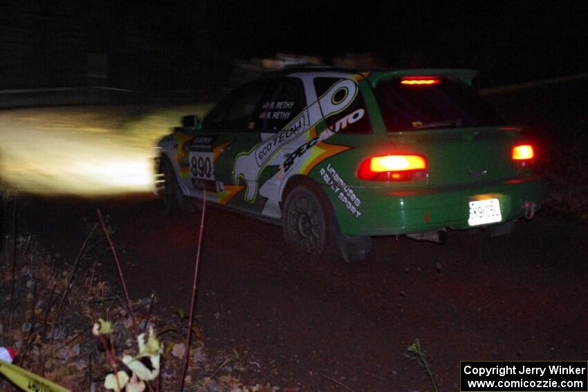 Ryan Rethy / Rachel Rethy Subaru Impreza Outback comes through the spectator point on SS4 (Far Point I).