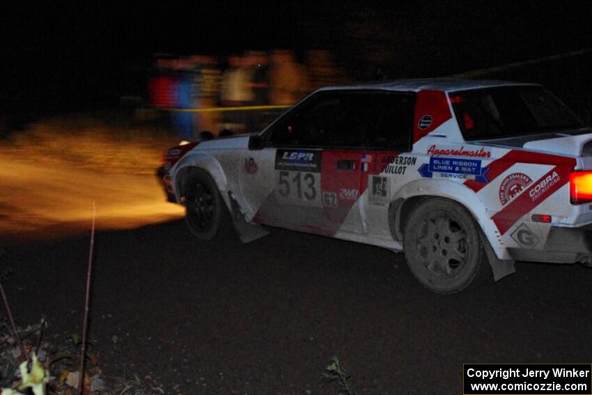 Jay Anderson / Soizic Guillot Toyota Celica GTS comes through the spectator point on SS4 (Far Point I).