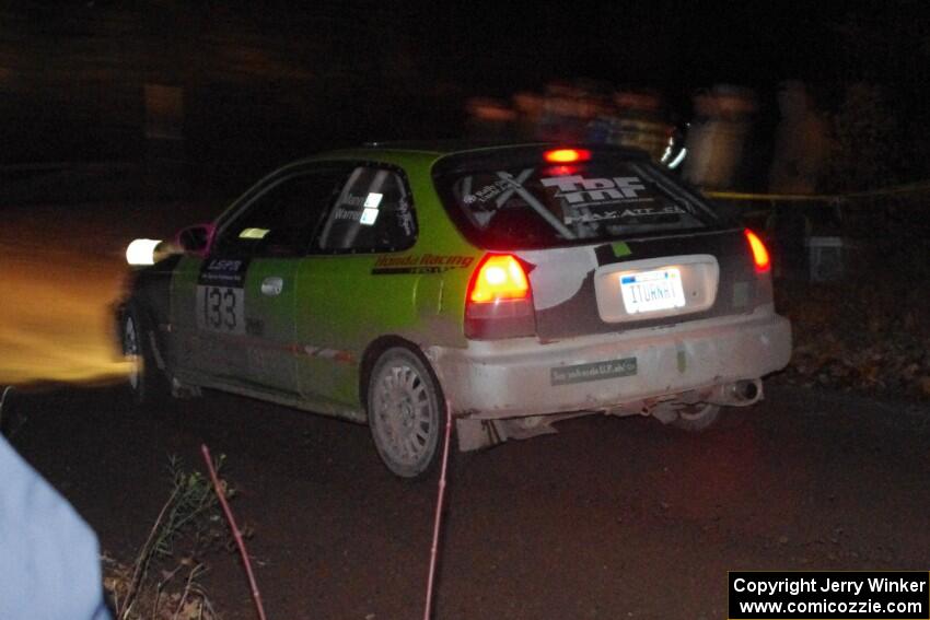 Billy Mann / Mary Warren Honda Civic comes through the spectator point on SS4 (Far Point I).