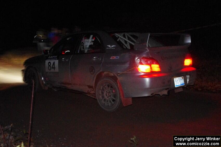 Rob Sackyta / Jacob Bryant Subaru WRX comes through the spectator point on SS4 (Far Point I).