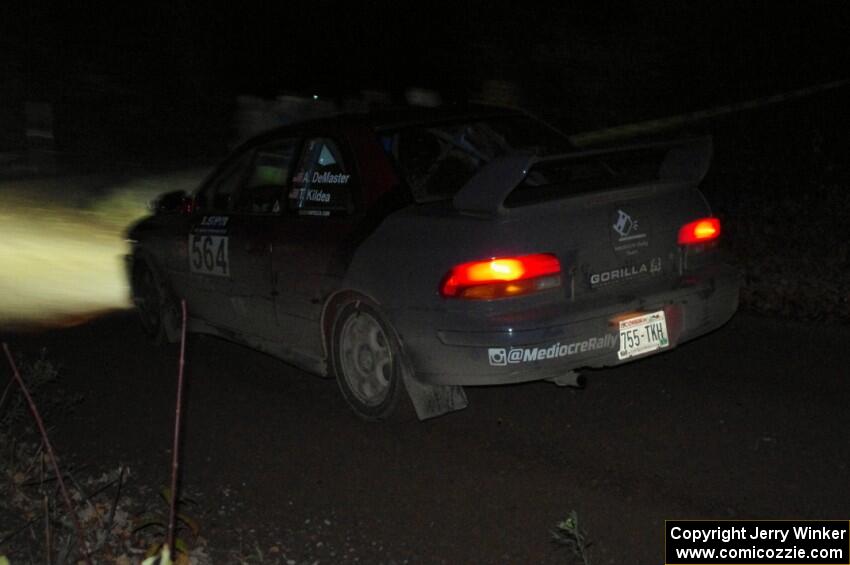 Arin DeMaster / Taylor Kildea Subaru Impreza comes through the spectator point on SS4 (Far Point I).