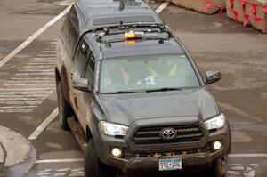 Car 0, a Toyota Tacoma truck, on SS15 (Lakeshore Drive).