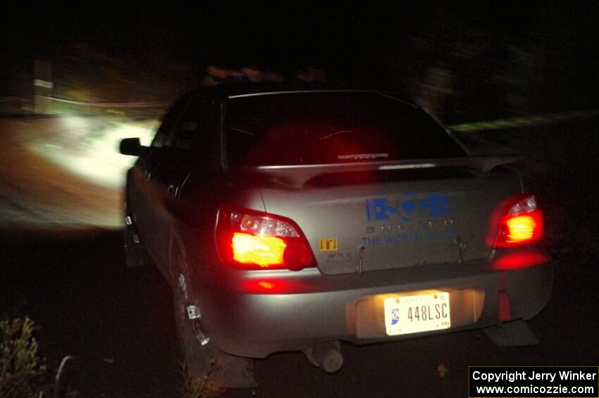 Andrew Dustman / William Broaddus Subaru WRX comes through the spectator point on SS4 (Far Point I).